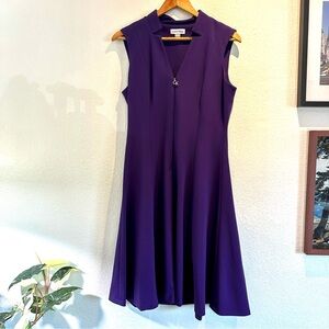 Calvin Klein Purple Sleeveless V-Neck A-Line Dress